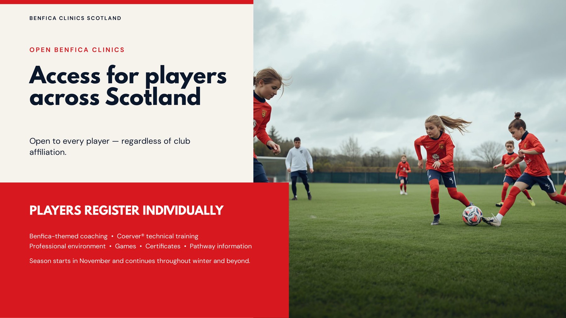 Open Benfica Clinics - access for players from any club across Scotland