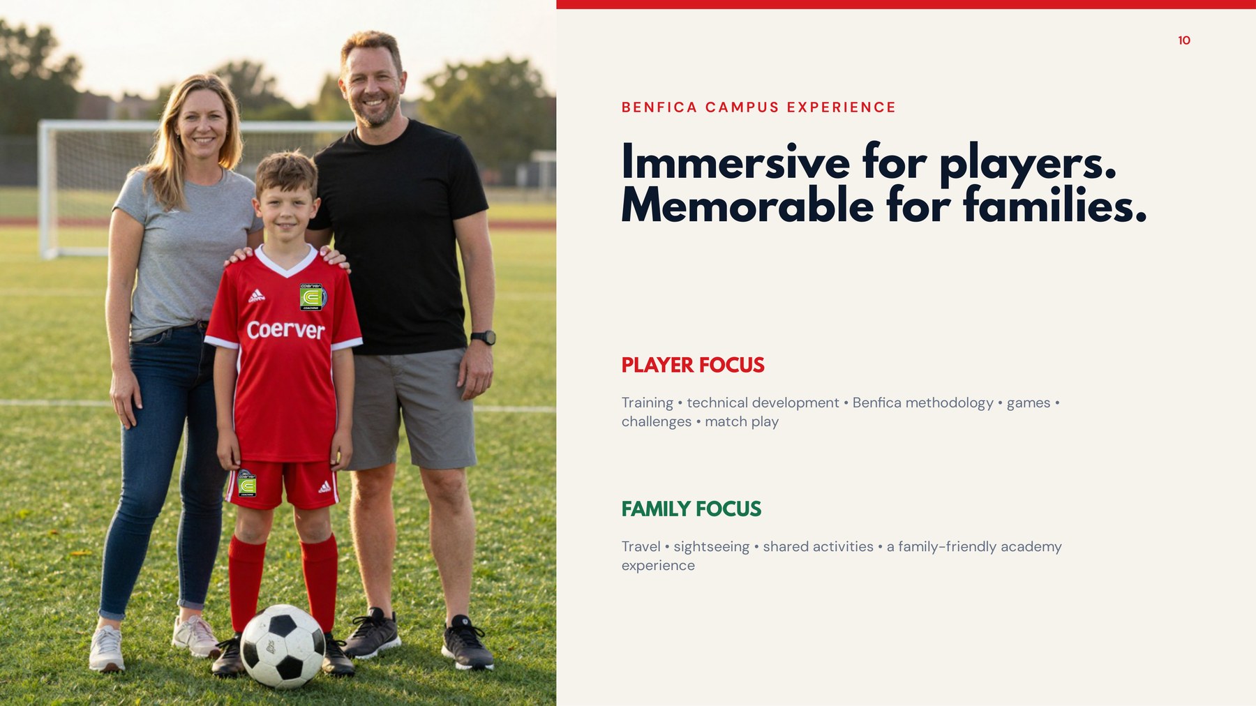 Benfica Campus experience for players and families in Lisbon