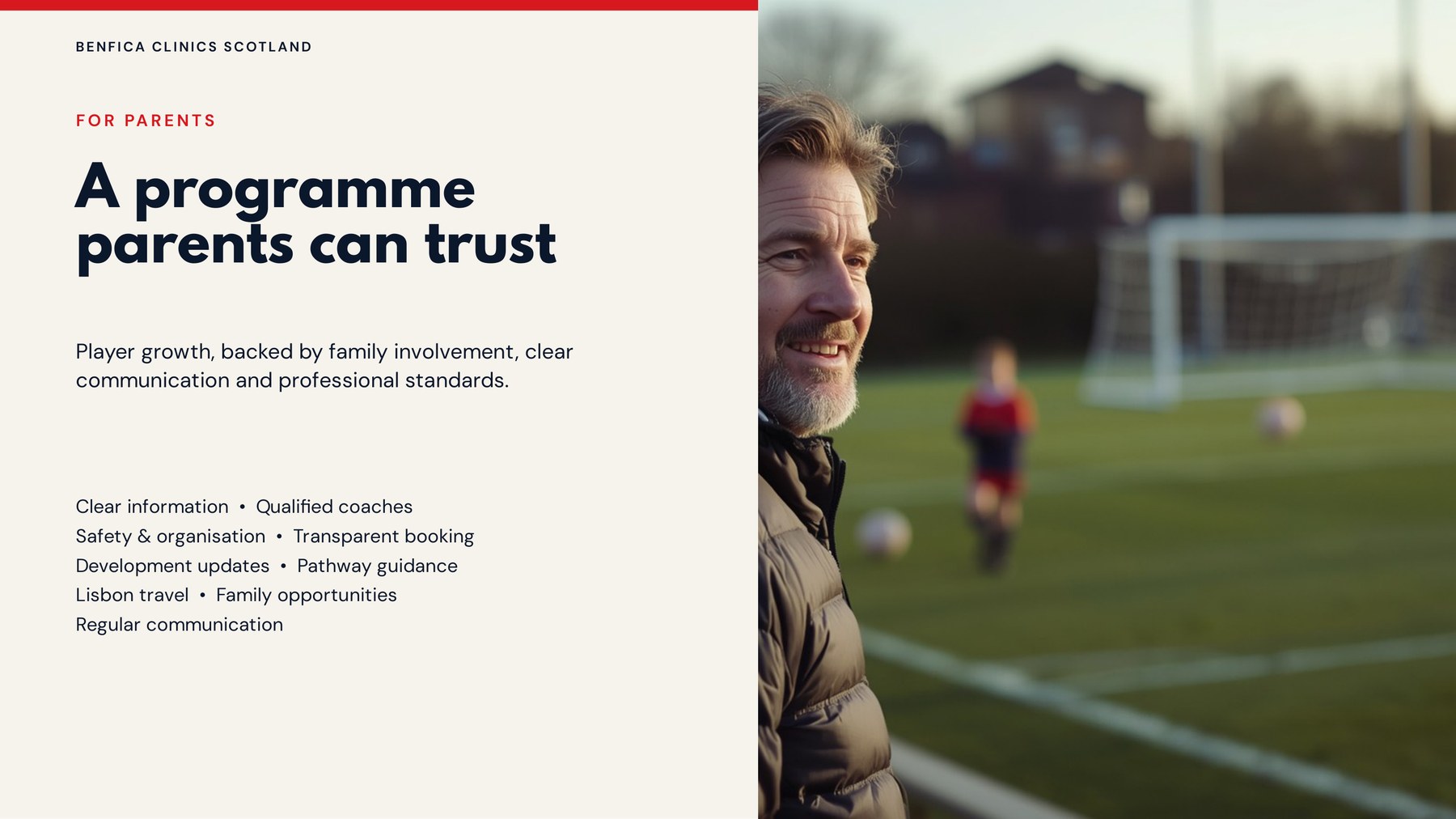 For parents - a Benfica clinics programme parents can trust